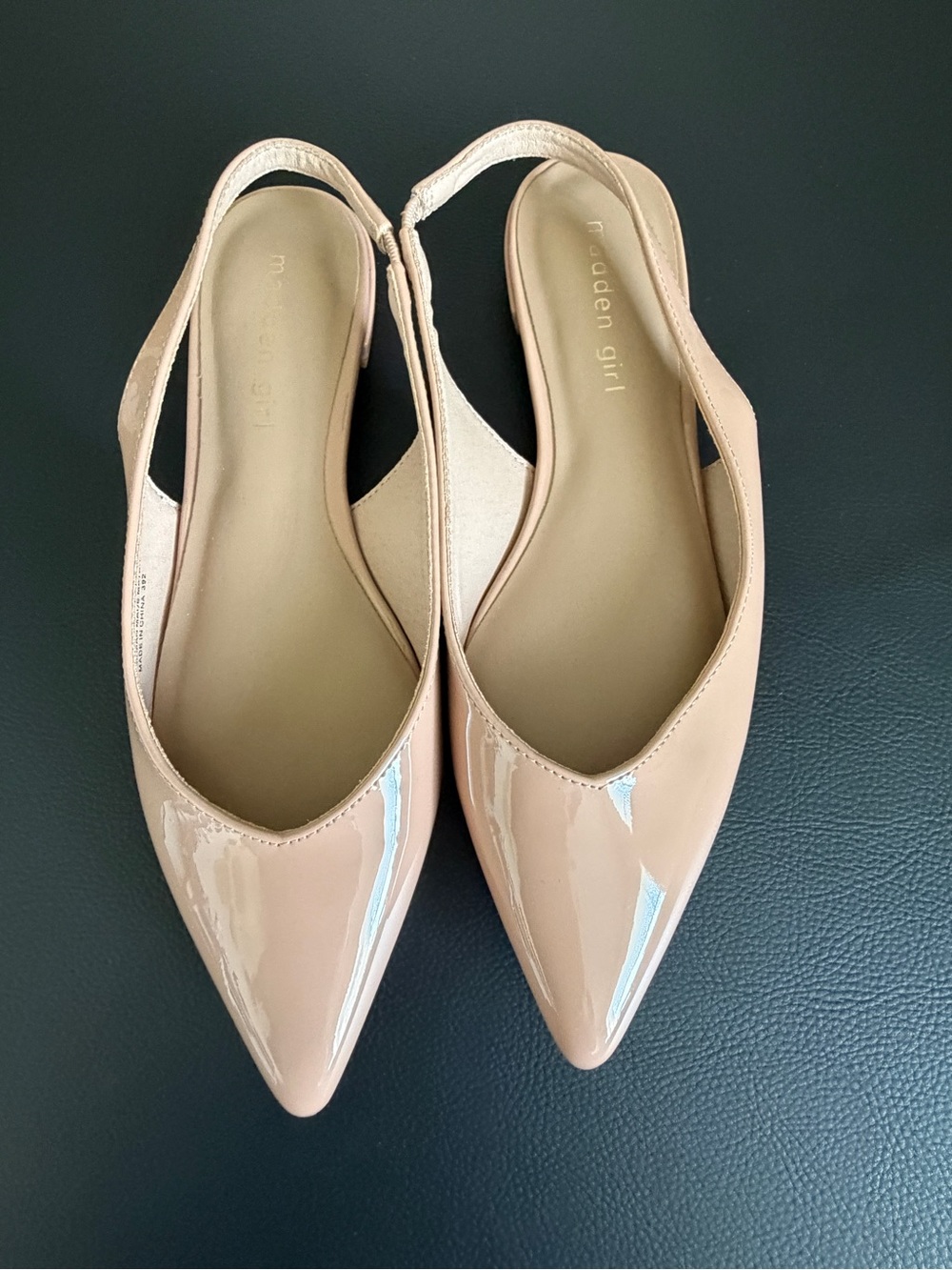 Madden Girl Blush/Beige Patent Pointed Slingback Flats